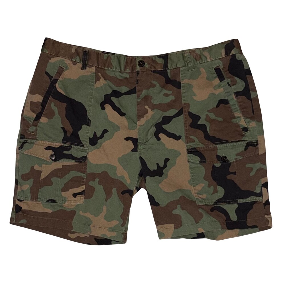 JCPenny Camo Cargo Shorts Mens 40 Green Brown Woodland Camouflage Pockets Cotton